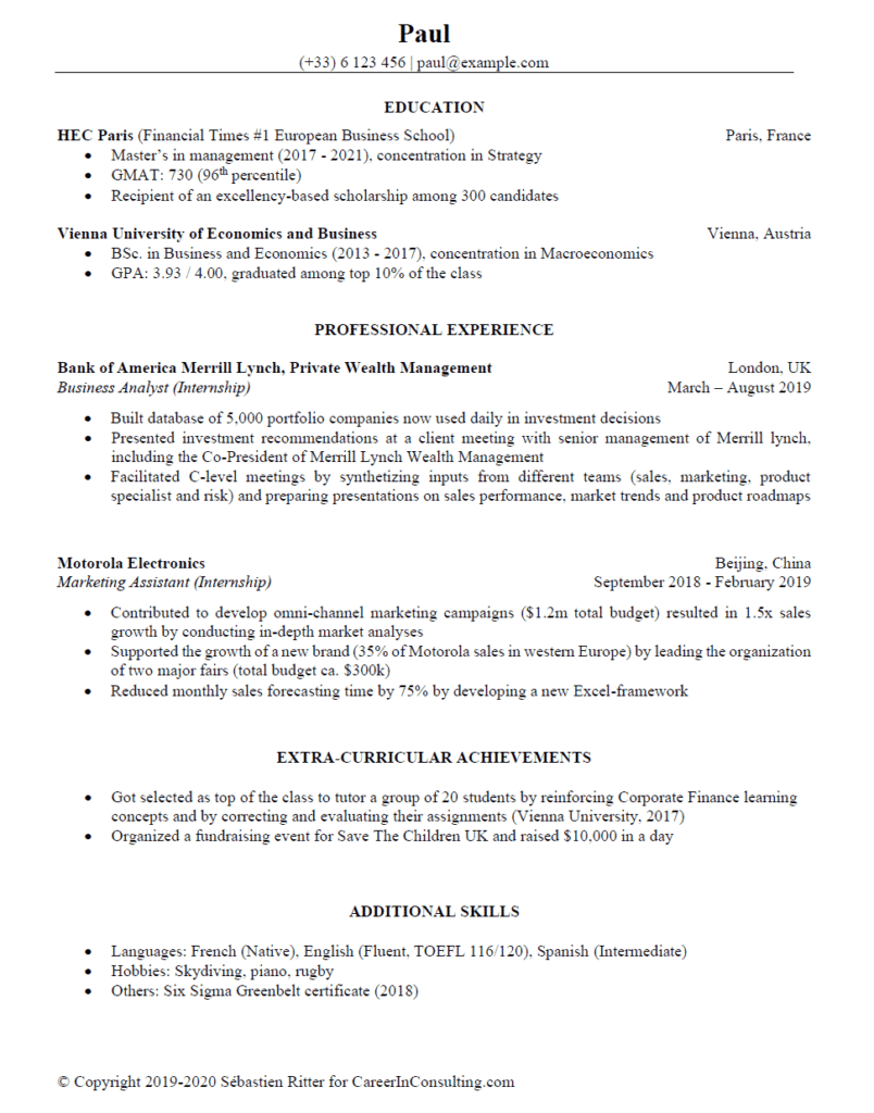 phd resume for consulting