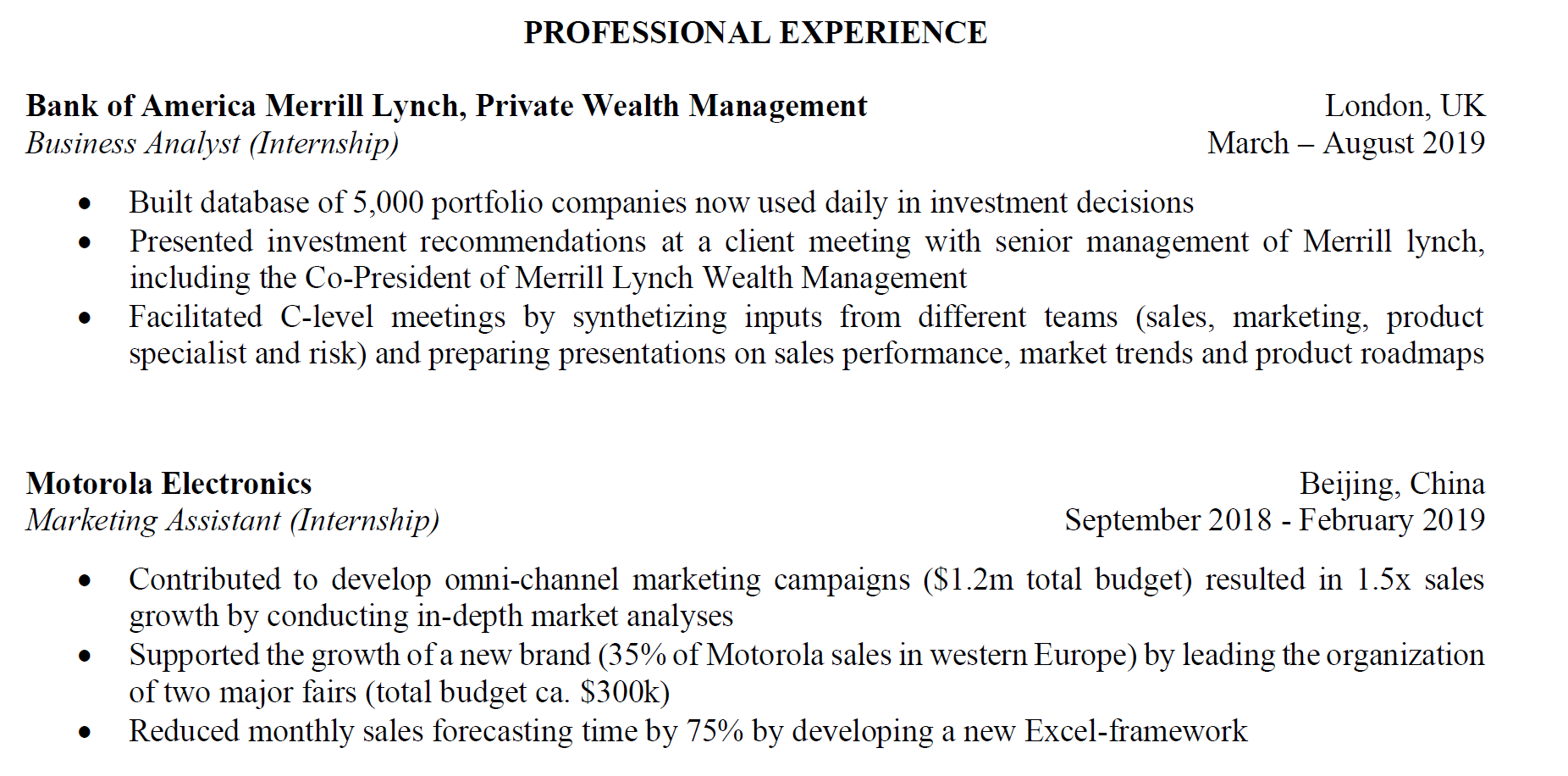 phd resume for consulting
