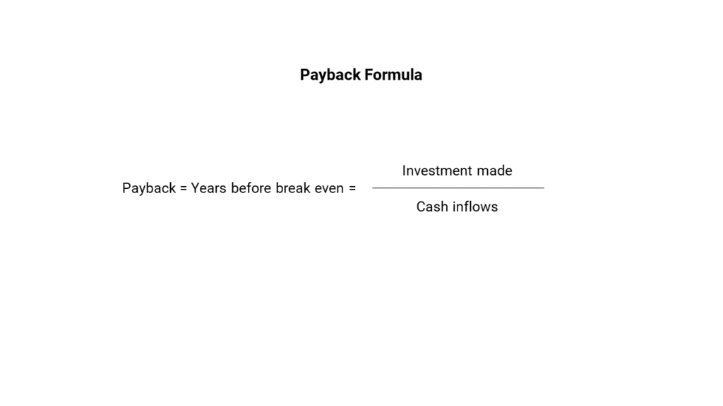 case interview frameworks - payback formula
