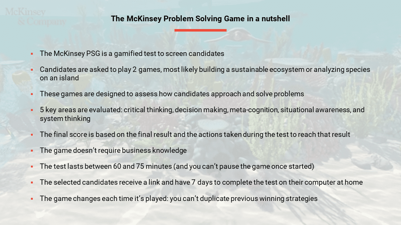 The McKinsey Problem Solving Game in a nutshell