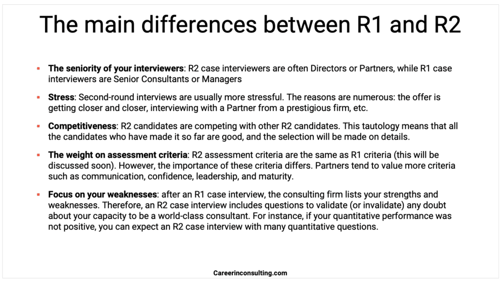 McKinsey case interview - differences between round 1 and round 2 interviews