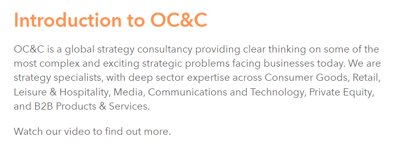 OC&C Recruitment process - areas of expertise