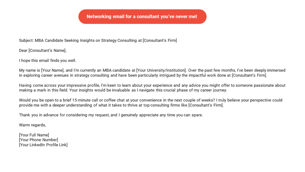 Networking email (consultant you never met before)