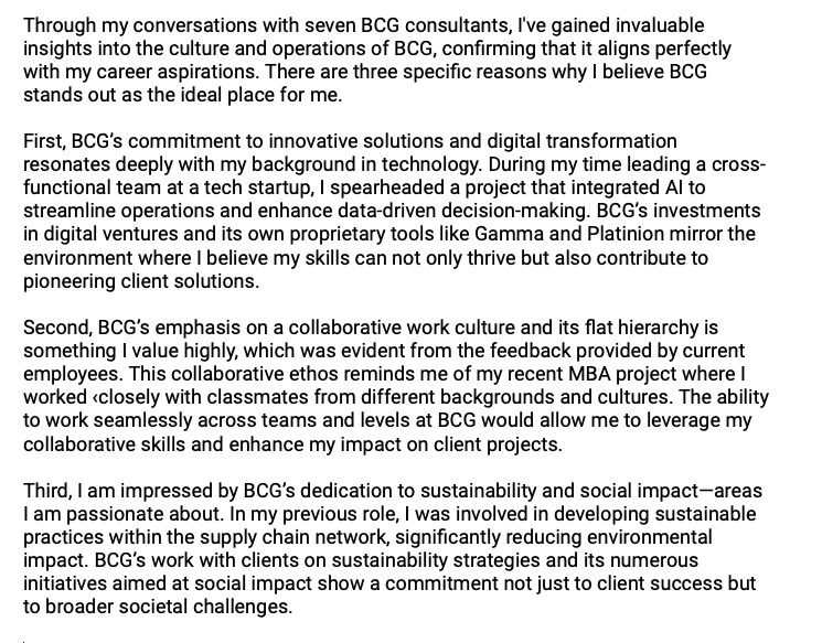 Why BCG - a sample answer